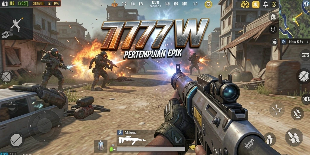 Tangkapan layar gameplay 7777W menampilkan aksi FPS yang seru dan mendebarkan.