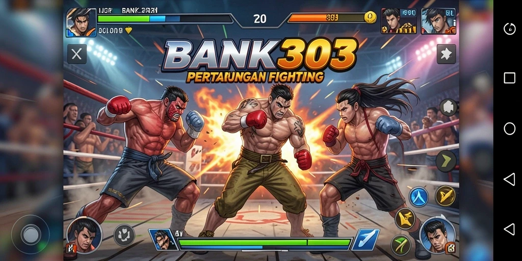 Tampilan seru pertarungan dalam BANK303 dengan karakter yang unik.