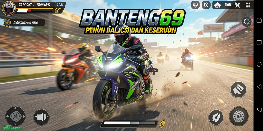 Gameplay seru BANTENG69 dalam balapan motor yang menegangkan.