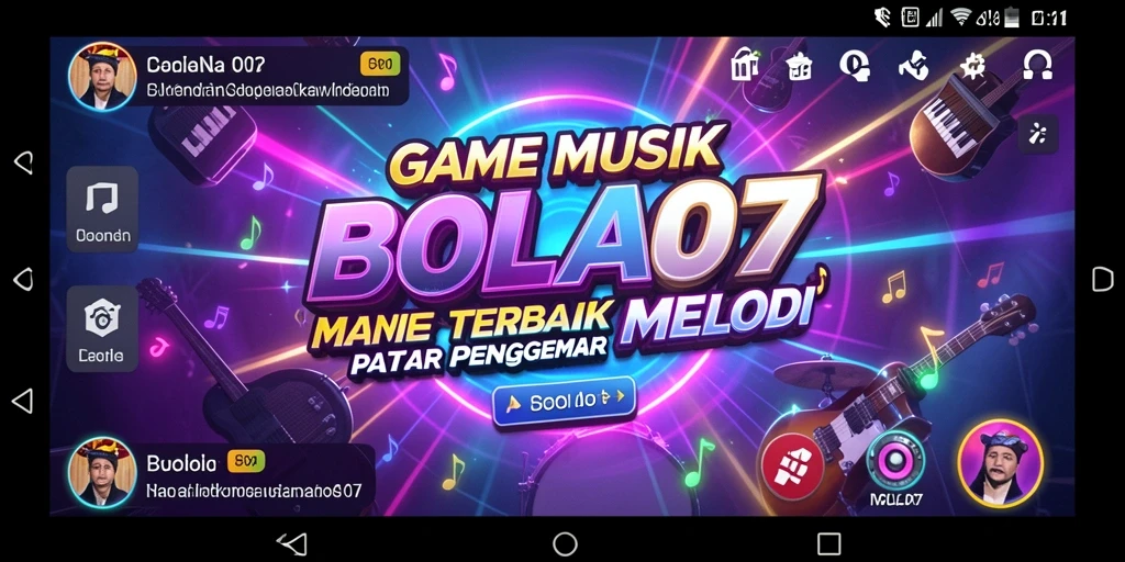 Tampilan gameplay seru di BOLA07 saat mengikuti irama lagu.