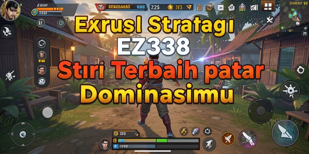 Screenshot utama EZ338 menunjukkan aksi strategi yang intens.