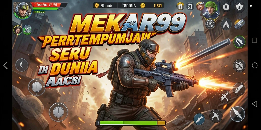 Screenshot menunjukkan aksi penuh dari gameplay MEKAR99 yang menegangkan.