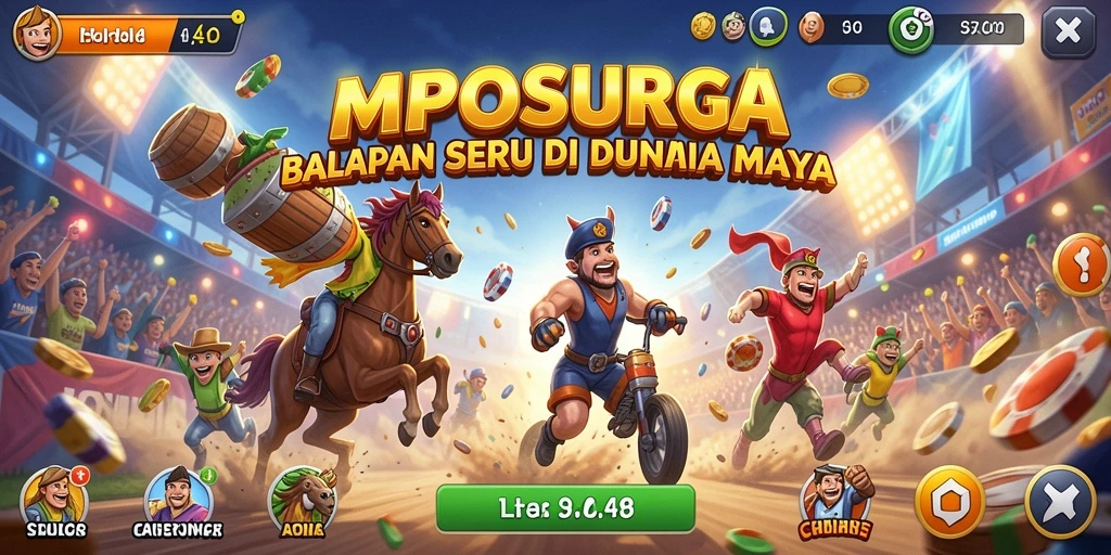 Tampilan gameplay MPOSURGA dengan aksi balapan yang intens.