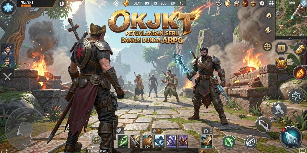 Tangkapan layar utama OKJKT menampilkan aksi seru dalam pertempuran ARPG.
