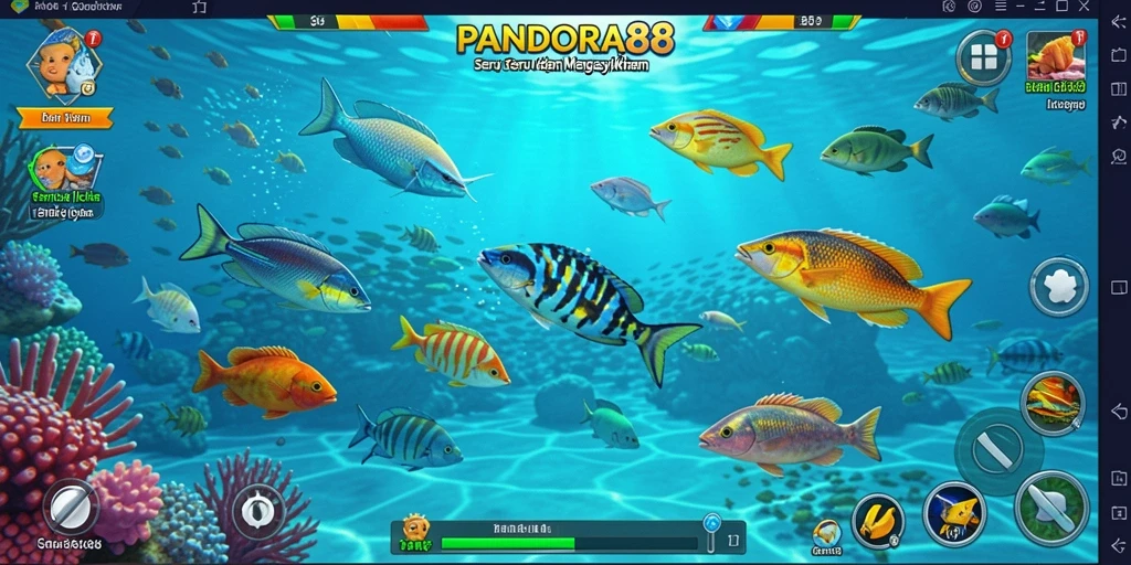 Tampilan gameplay PANDORA88 dengan aksi menembak ikan yang seru.