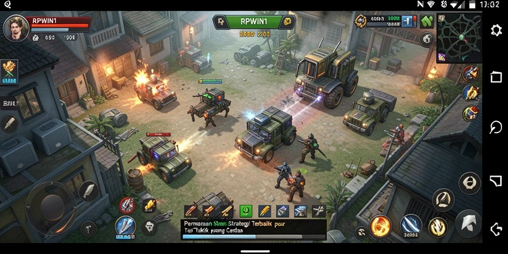 Gambaran gameplay RPWIN1 yang menegangkan dalam taktik strategi.
