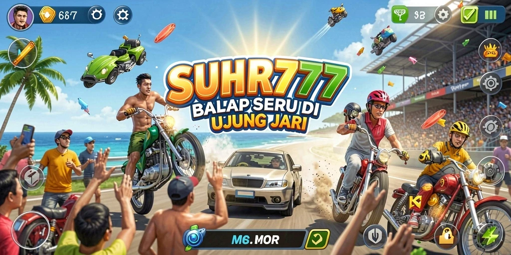 Tampilan mendebarkan dari gameplay balap di SUHU777.