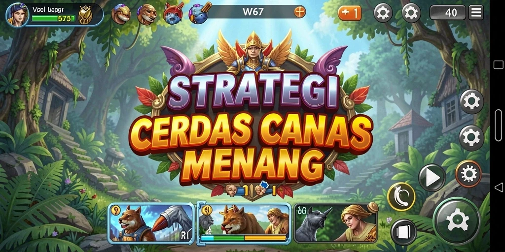 Tangkapan layar gameplay W67 menampilkan pertempuran strategi yang seru.